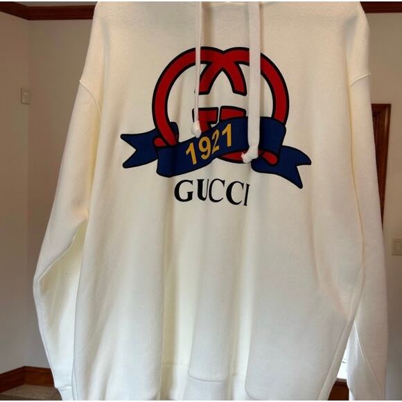 Men's Gucci jersey cotton hoodie, interlocking
G 1921 anniversary motif large - Picture 6 of 11